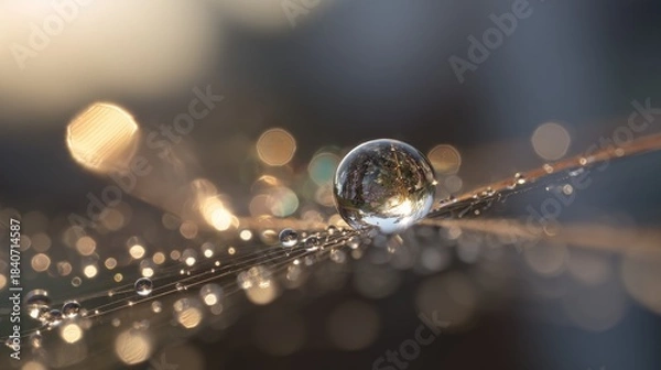 Obraz Dewdrops sparkle on delicate spider web