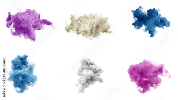 Fototapeta beautiful and colorful soft wave smoke effect isolated transparent background, editable vector artwork ai illustration file, elegant abstract multicolor flowing vapor mist