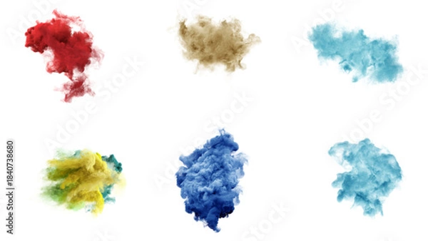 Fototapeta beautiful and colorful fantasy smoke effect isolated transparent background, editable vector artwork ai illustration file, magical multicolor vapor mist soft swirling element