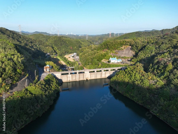 Obraz 徳島県阿南市　福井ダム　ダム湖