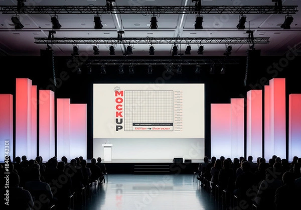 Obraz Conference Screen with Public Mockup