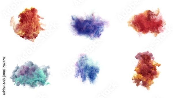 Fototapeta beautiful and colorful liquid-flow smoke effect isolated transparent background, editable vector artwork ai illustration file, fluid multicolor mist vapor wave design