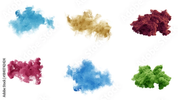 Fototapeta beautiful and colorful luminous soft swirl smoke effect isolated transparent background, editable vector artwork ai illustration file, glowing vapor mist abstract wave