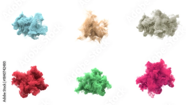 Fototapeta beautiful and colorful energetic wavy smoke effect isolated transparent background, editable vector artwork ai illustration file, bold multicolor vapor swirl mist design