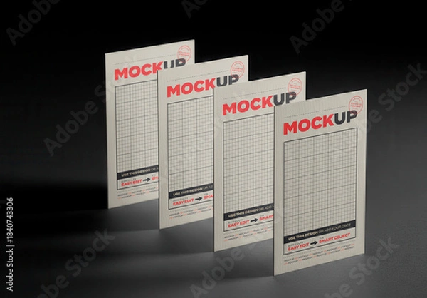 Obraz Four Vertical Stand Cards Mockup