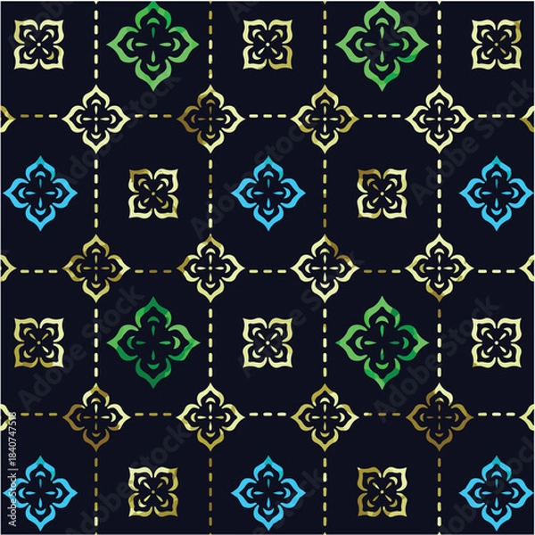 Obraz Geometric floral motifs pattern with dashed lines