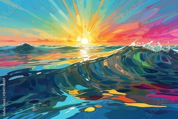 Fototapeta sunset over the ocean