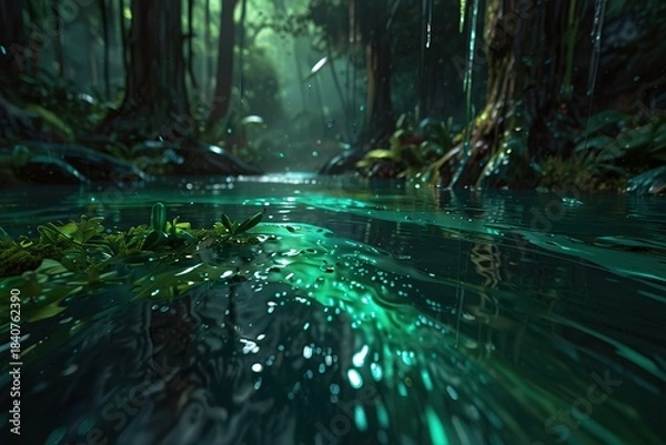 Fototapeta Close up landscape river junggle background 