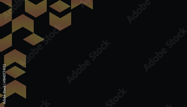 Obraz Modern Geometric Arrow Pattern with Bronze Gradient on Black Background