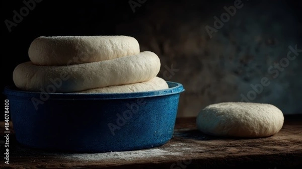 Fototapeta Fresh Dough Balls: Baking, Homemade Bread, Pizza Making
