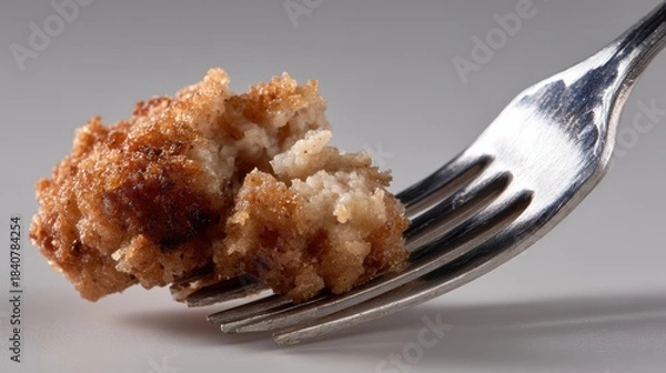 Fototapeta Fried Food Bite on Fork | Crispy Texture, Cooking