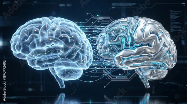 Obraz human brain and artificial brain