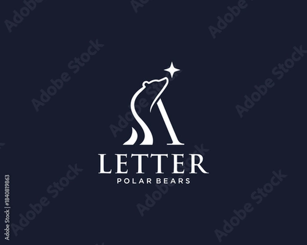 Obraz Polar bear letter A logo