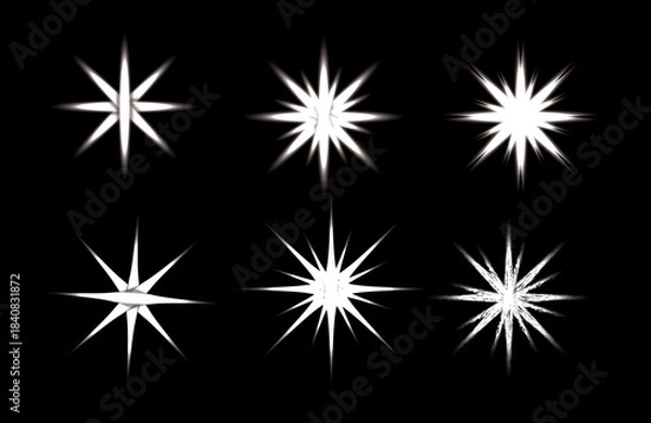 Obraz Set of decorative vector stars on a patterned background