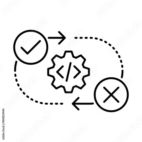Fototapeta Continuous Testing Icon, Test Tube - Automated Testing, Continuous Integration, Software Quality Assurance, DevOps, Editable Stroke.
