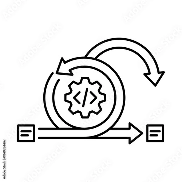 Fototapeta Agile Icon, Spiral - Agile Methodology, Iterative Development, Software Delivery, Continuous Improvement, DevOps, Editable Stroke.