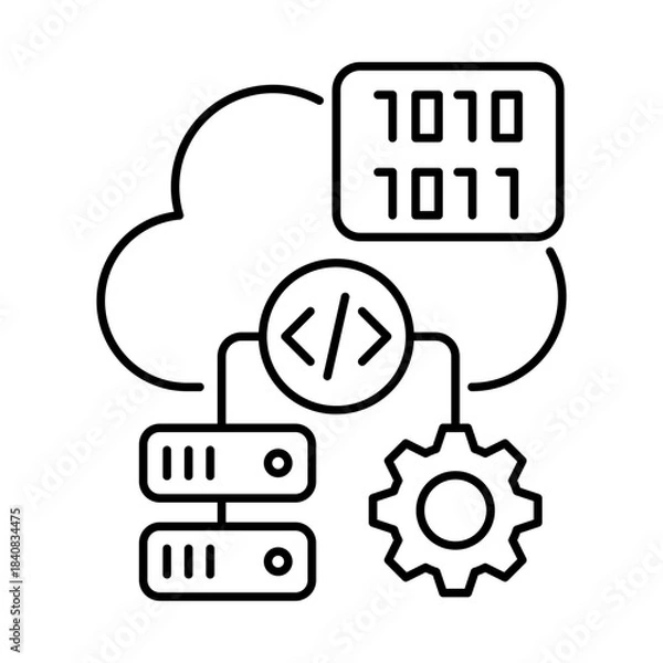 Fototapeta Infrastructure as Code Icon, Code - Server Configuration, Cloud Infrastructure, Automation Tools, DevOps, Editable Stroke.