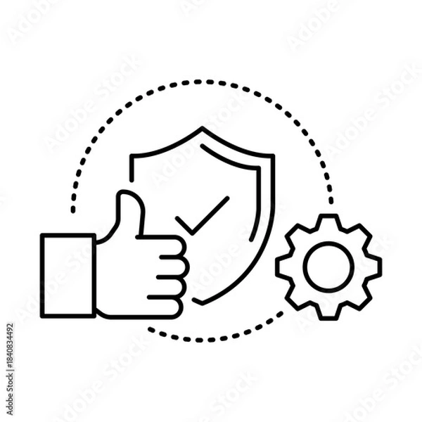 Fototapeta Reliability Icon, Shield - System Reliability, Secure Operations, Risk Management, Quality Assurance, DevOps, Editable Stroke.