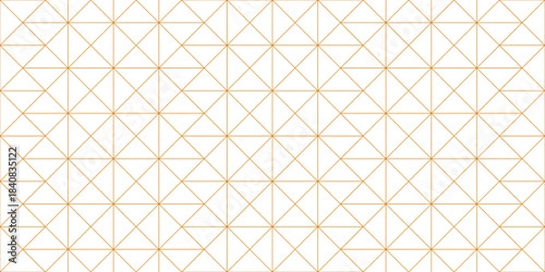 Obraz Seamless Geometric Gold Triangle Grid Pattern Background | Minimalist Intersecting Lines Texture, Elegant Abstract Wallpaper, Hexagonal Repeating Design