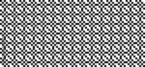 Obraz Seamless Black and White Pixel Zigzag Pattern Background | Optical Illusion Checkerboard Texture, Abstract Digital Art Wallpaper, Retro Gaming Aesthetic