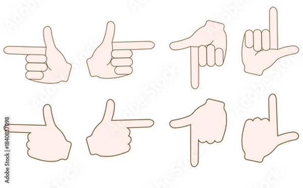 Obraz 上下左右を示す指矢印のイラストセット