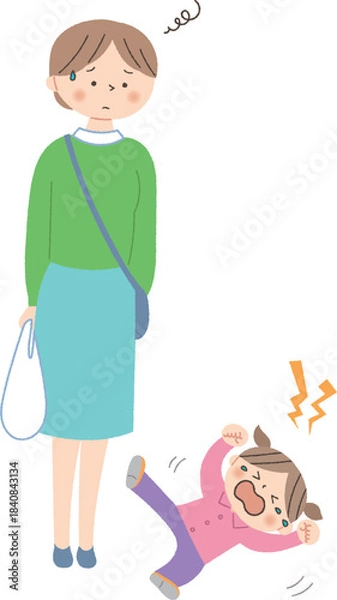 Fototapeta 子どものイヤイヤ期に困るお母さん