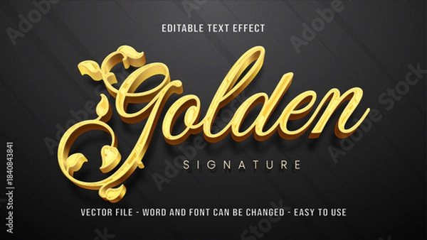 Obraz Luxury Golden 3d style editable text effect, expensive text effect mockup