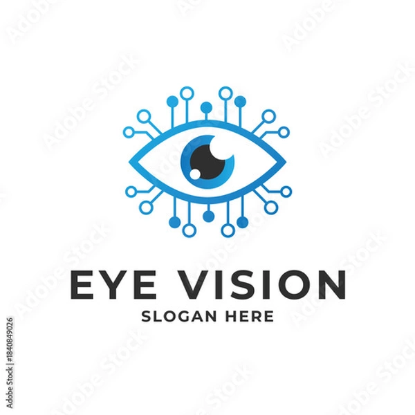 Fototapeta eye vision digital tech logo design concept idea