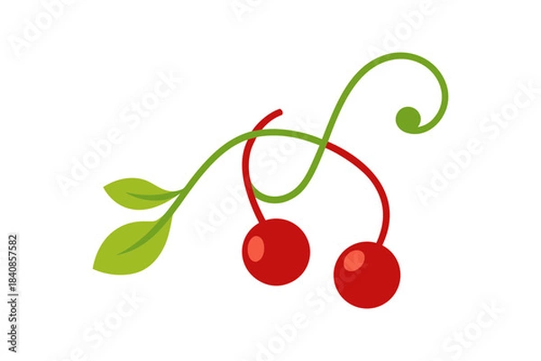 Fototapeta Artistic cherry stems shaped into musical notes on white background, creative food arrangement, minimalist composition, abstract fruit music concept, playful, fresh, studio photography, high-quality i