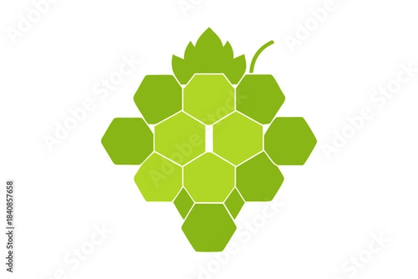 Fototapeta Fresh ripe grapes in honeycomb hexagon pattern, colorful geometric top view on white background, minimal fruit art, healthy natural produce, symmetrical layout, organic snack idea.