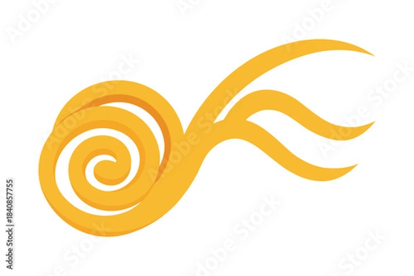 Fototapeta Artistic arrangement of pasta spirals forming a smooth flowing wave on white background, highlighting texture, shape, and creative culinary design for food, Italian, and gourmet concepts.