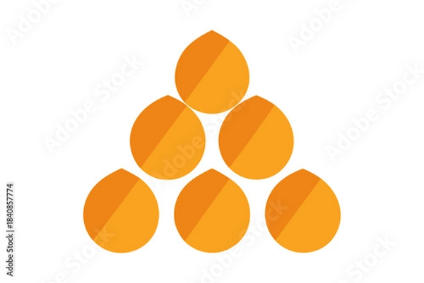 Fototapeta "Top view of pumpkin seeds arranged in a precise geometric triangle pattern, minimalist composition on white background, perfect for design, health, and seasonal concepts."