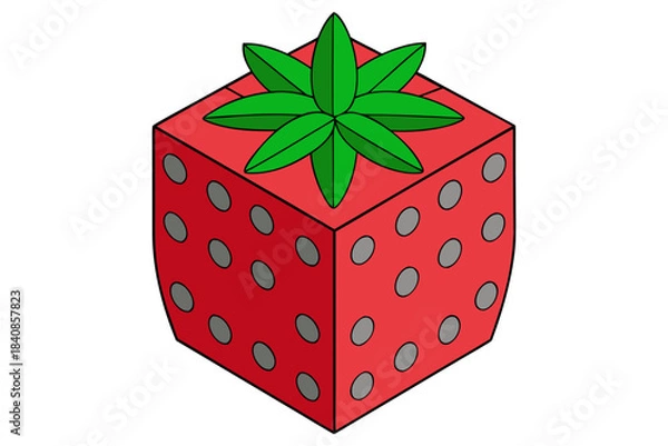 Fototapeta Creative arrangement of fresh strawberries forming a unique 3D cube illusion on a clean white background, showcasing a modern geometric fruit composition ideal for food visuals and minimalist design 