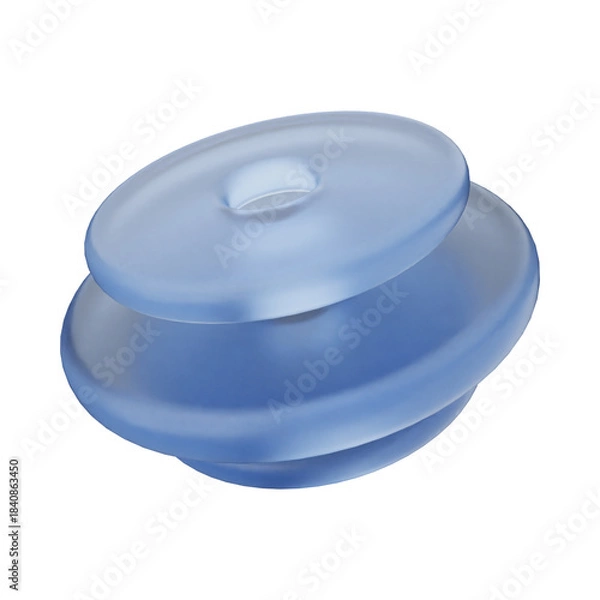 Fototapeta Soft Frosted Blue Stacked Discs Minimal Abstract 3D Shape