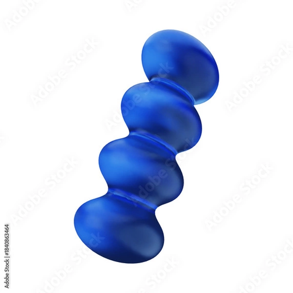 Fototapeta Blue Organic Bubble Cylinder Abstract Smooth 3D Shape