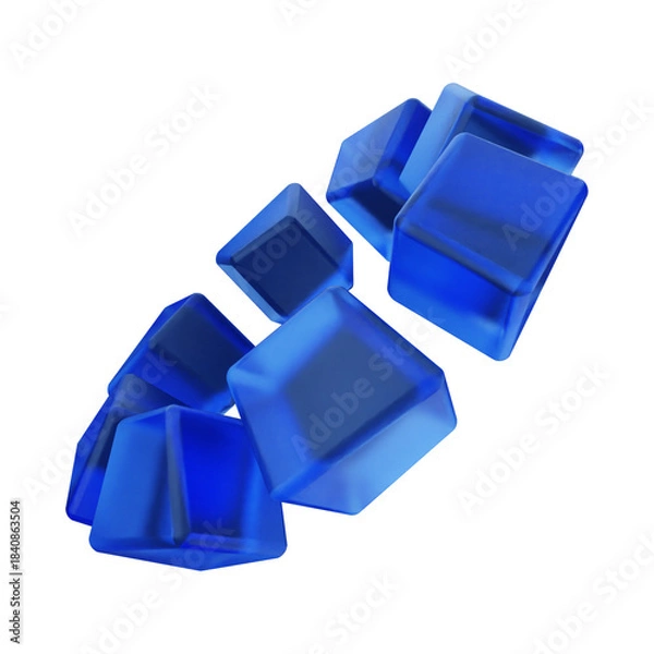 Fototapeta Floating Blue Transparent 3D Cubes Abstract Geometric Composition