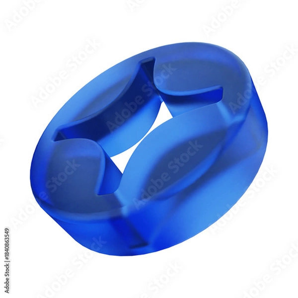 Fototapeta Blue Rounded Abstract Cutout Shape with Smooth 3D Geometry