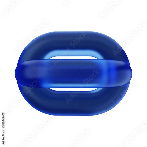 Fototapeta Blue Rounded Oval 3D Bar Shape with Smooth Glossy Surface
