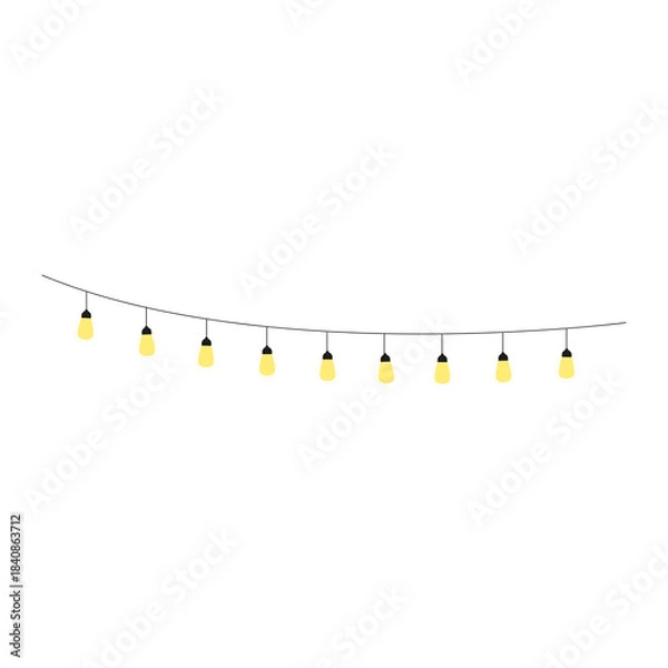 Fototapeta Hanging String Light Bulb Garland Illustration