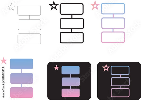 Fototapeta Set of Minimalist Infographic Diagrams with Blue and Pink Gradient Options