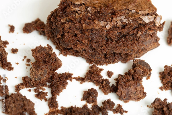 Fototapeta Brownie from above with crumbs