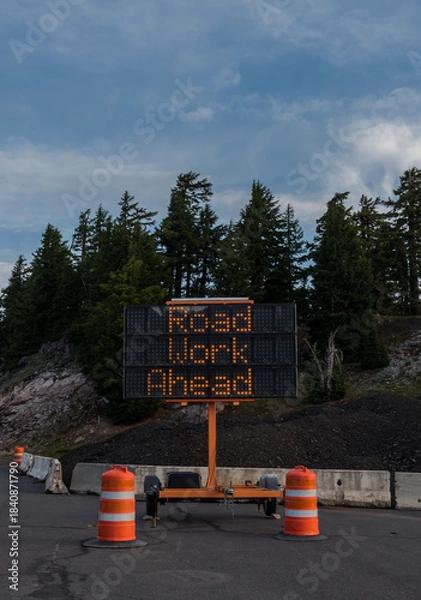 Obraz Road Work Ahead Construction Sign Vertical