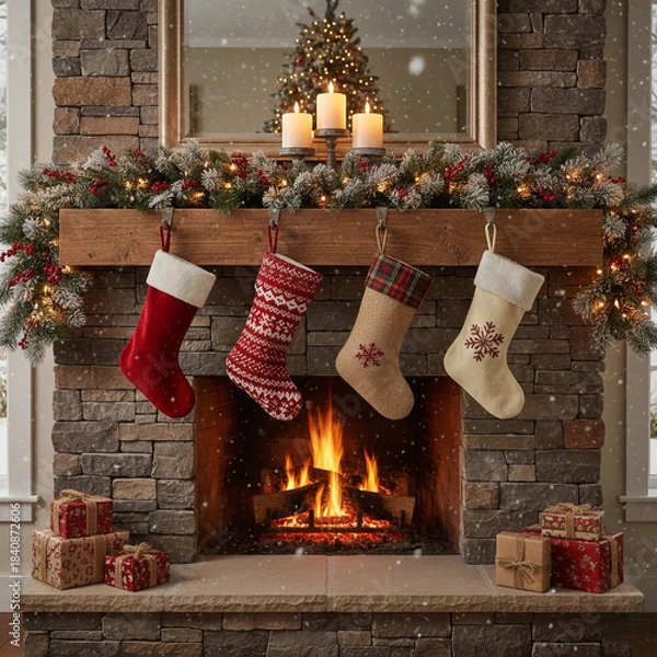 Obraz christmas fireplace