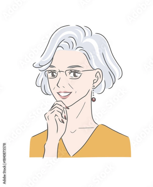 Obraz グレイヘアのきれいなシニア女性のイラスト素材