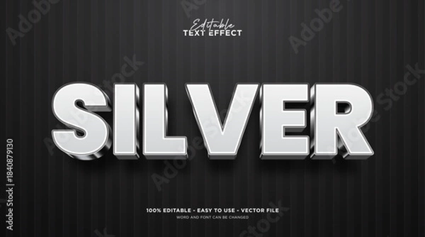 Fototapeta Silver text effect, editable text effect