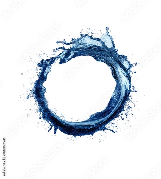 Obraz Water ring splash, isolated on black