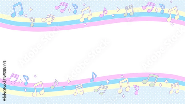 Fototapeta 音符パステルフレーム【16:9素材シリーズ】