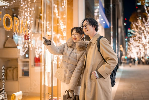 Obraz 男女　イルミネーション　デート