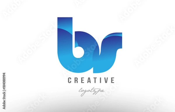 Obraz blue gradient bs b s alphabet letter logo combination icon design