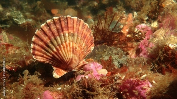 Obraz Underwater scallop shell